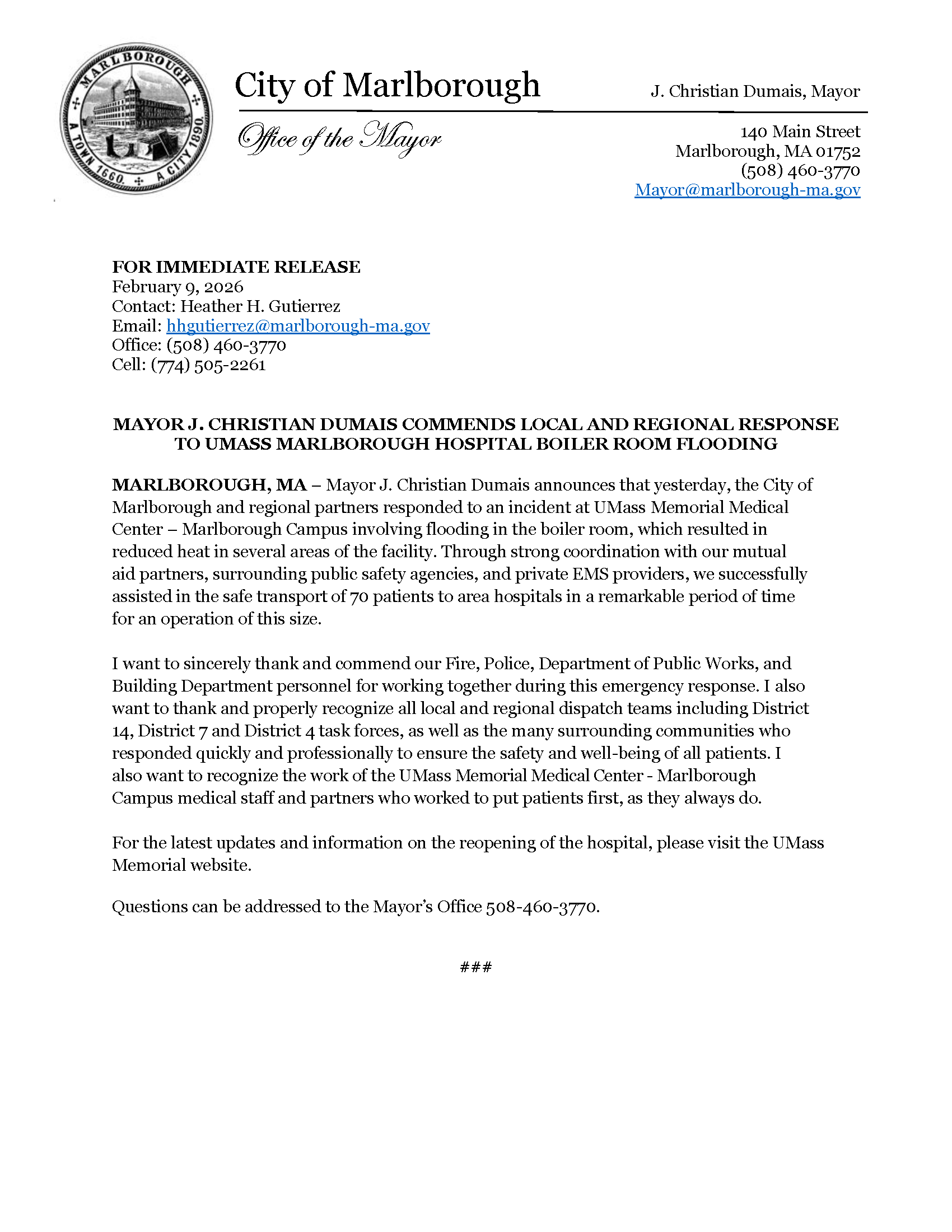 UMass Memorial Medical Center Marlborough Campus 2.9.2026